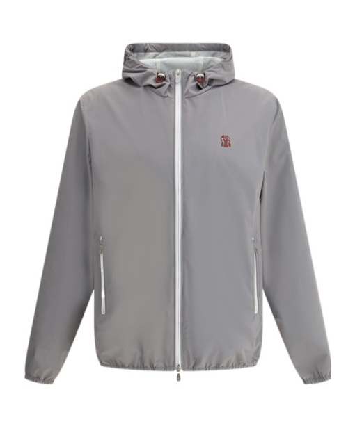 Brunello Cucinelli Waterproof Jacket With Hood In Grey