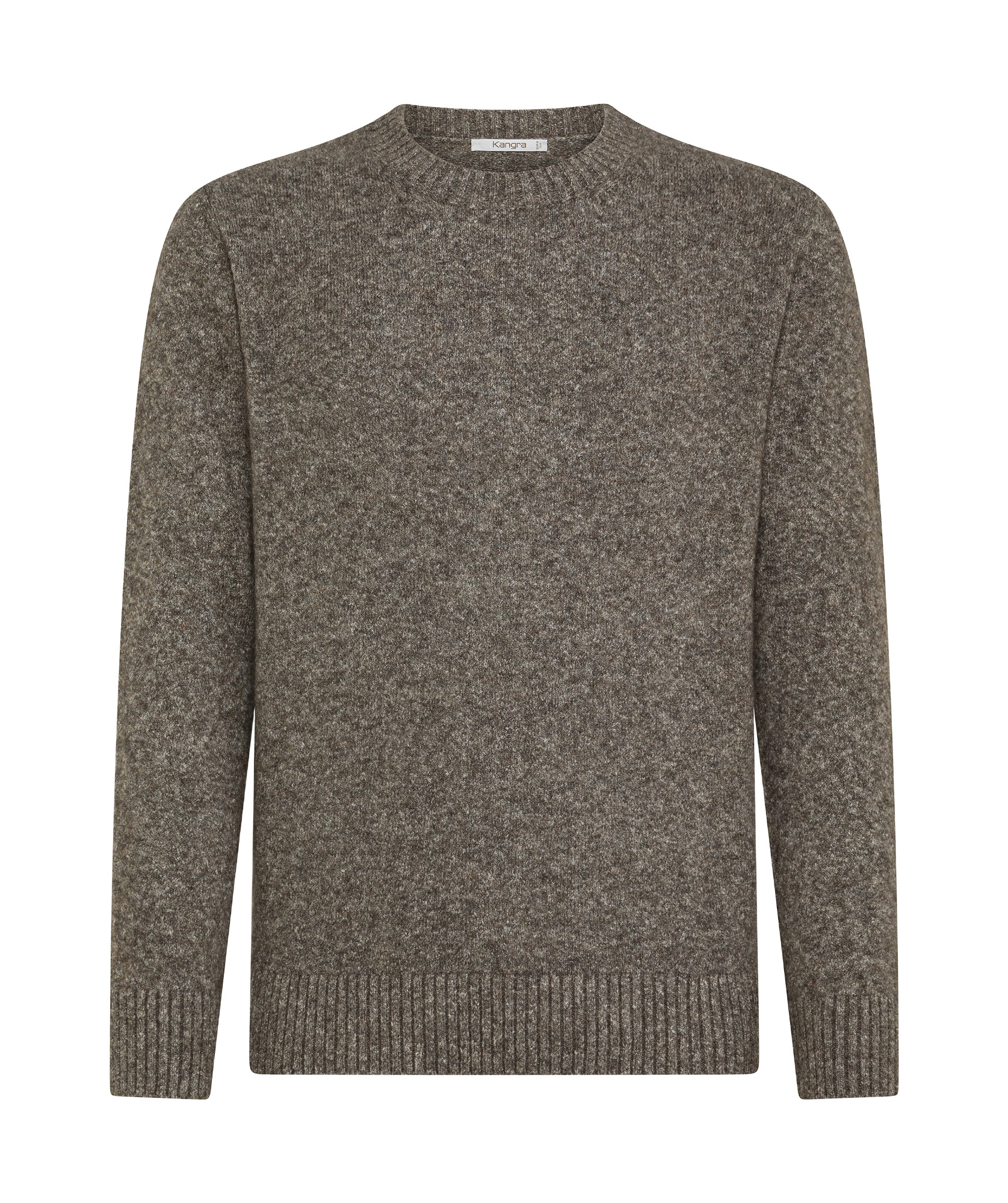 Kangra Cashmere Kangra Classic Round Neck Sweater With Ribbed Trim In Green
