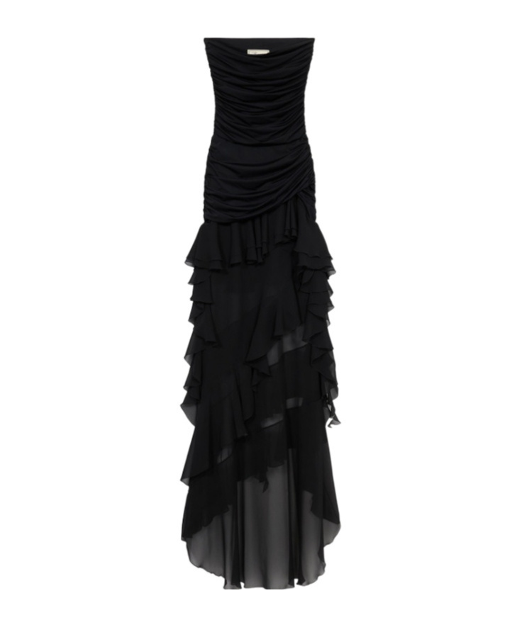 Blumarine Chiffon Ruffled Dress In Black