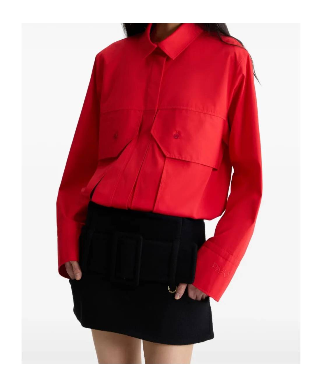 Patou Mini Skirt With Wide Belt And Side Pocket In Black