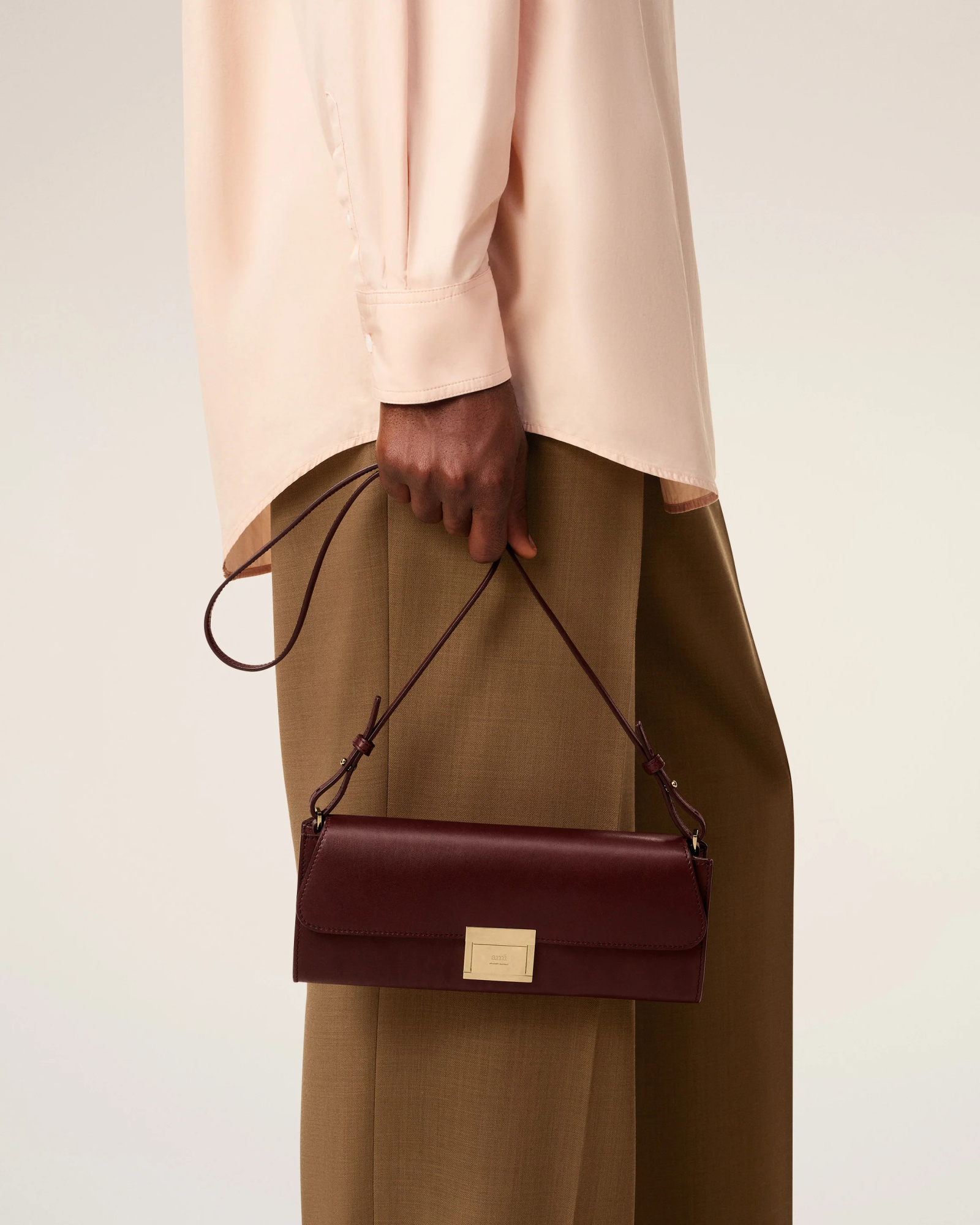 Ami Alexandre Mattiussi Flap Shoulder Bag In Brown