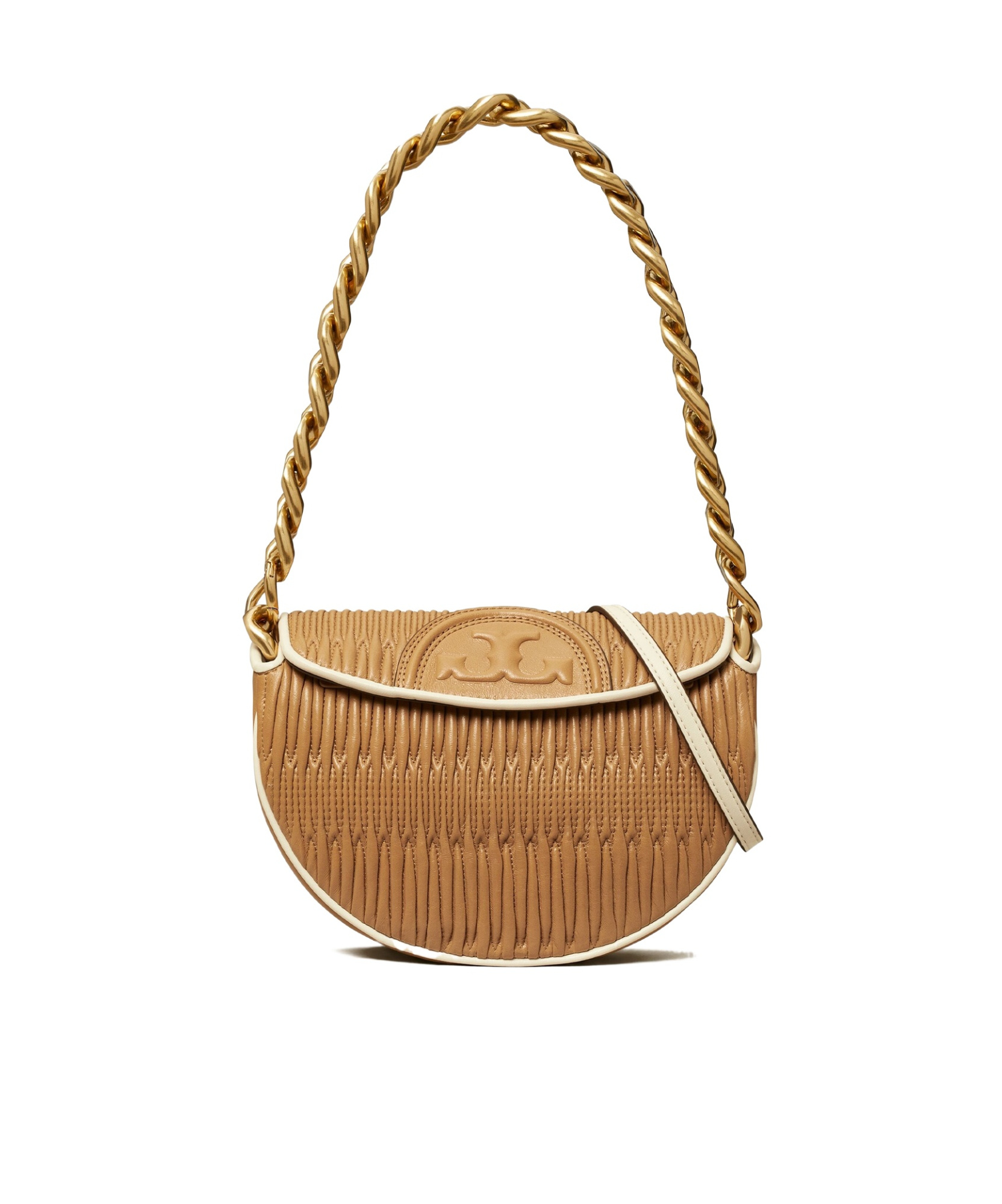 Shop Tory Burch Mini Fleming Crescent Bag In Brown