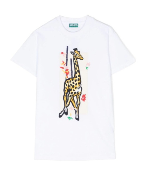 Kenzo Giraffe-print T-shirt Dress In White