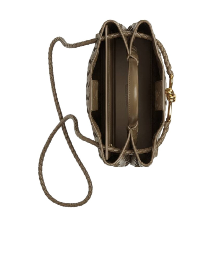 Bottega Veneta Andiamo Intrecciato Small Suede Tote Bag In Green