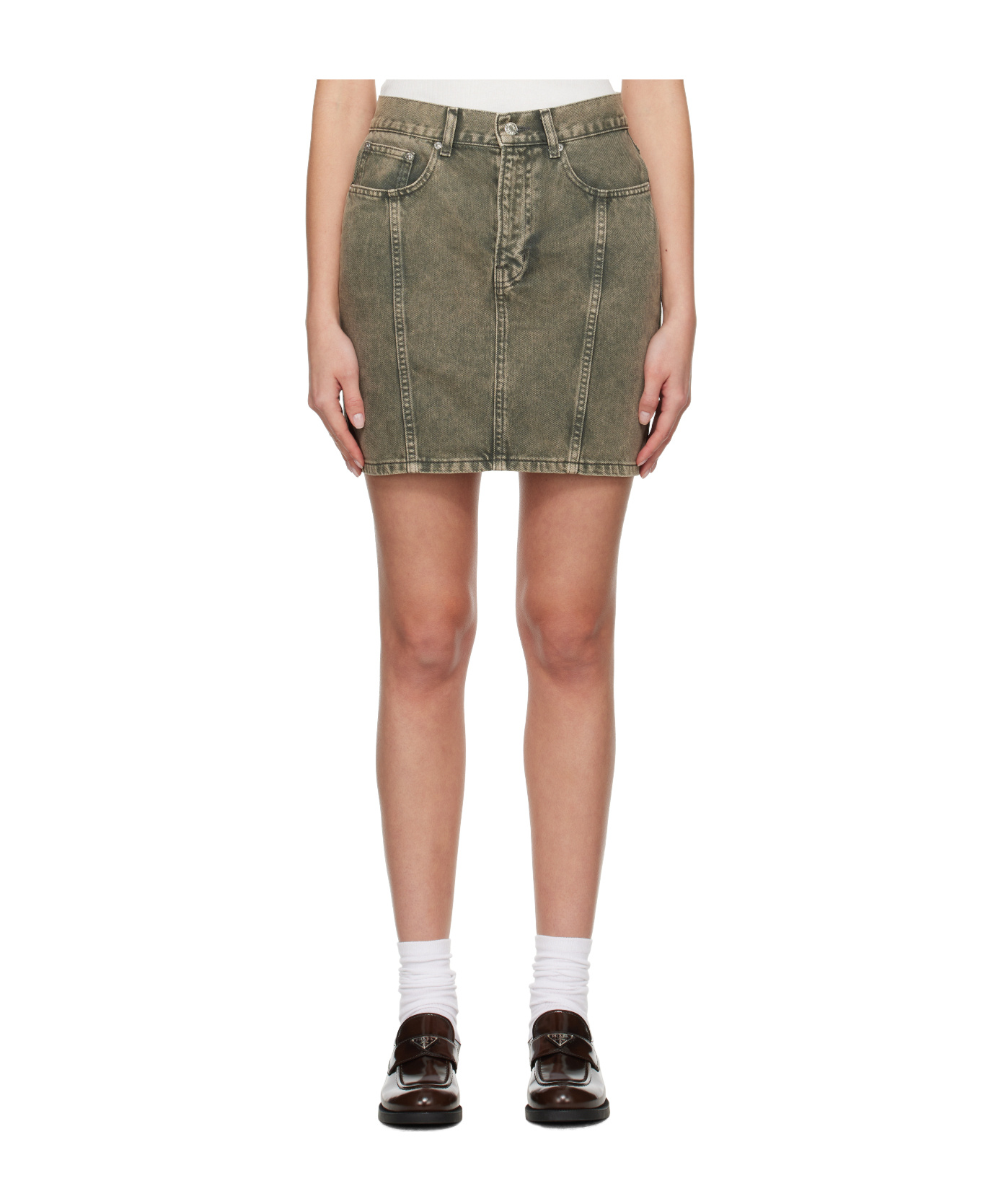 Moschino 10 oz Vintage Denim Skirt In Green