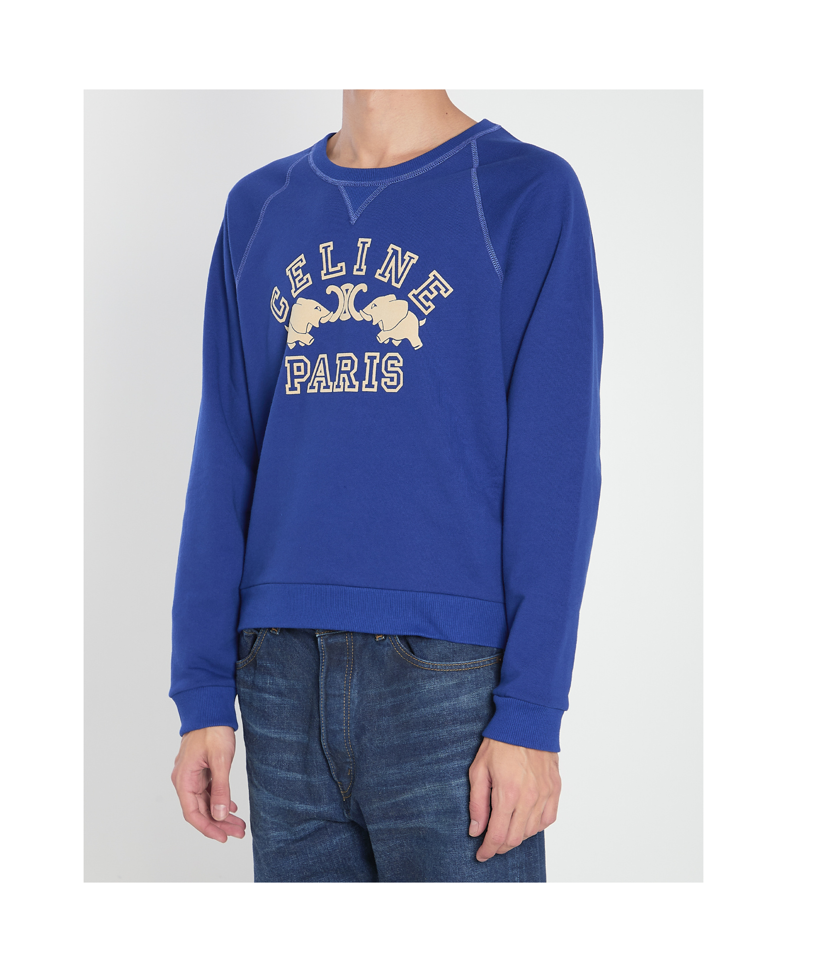 Celine Slim-fit Logo-print Cotton-jersey Sweatshirt In Multi