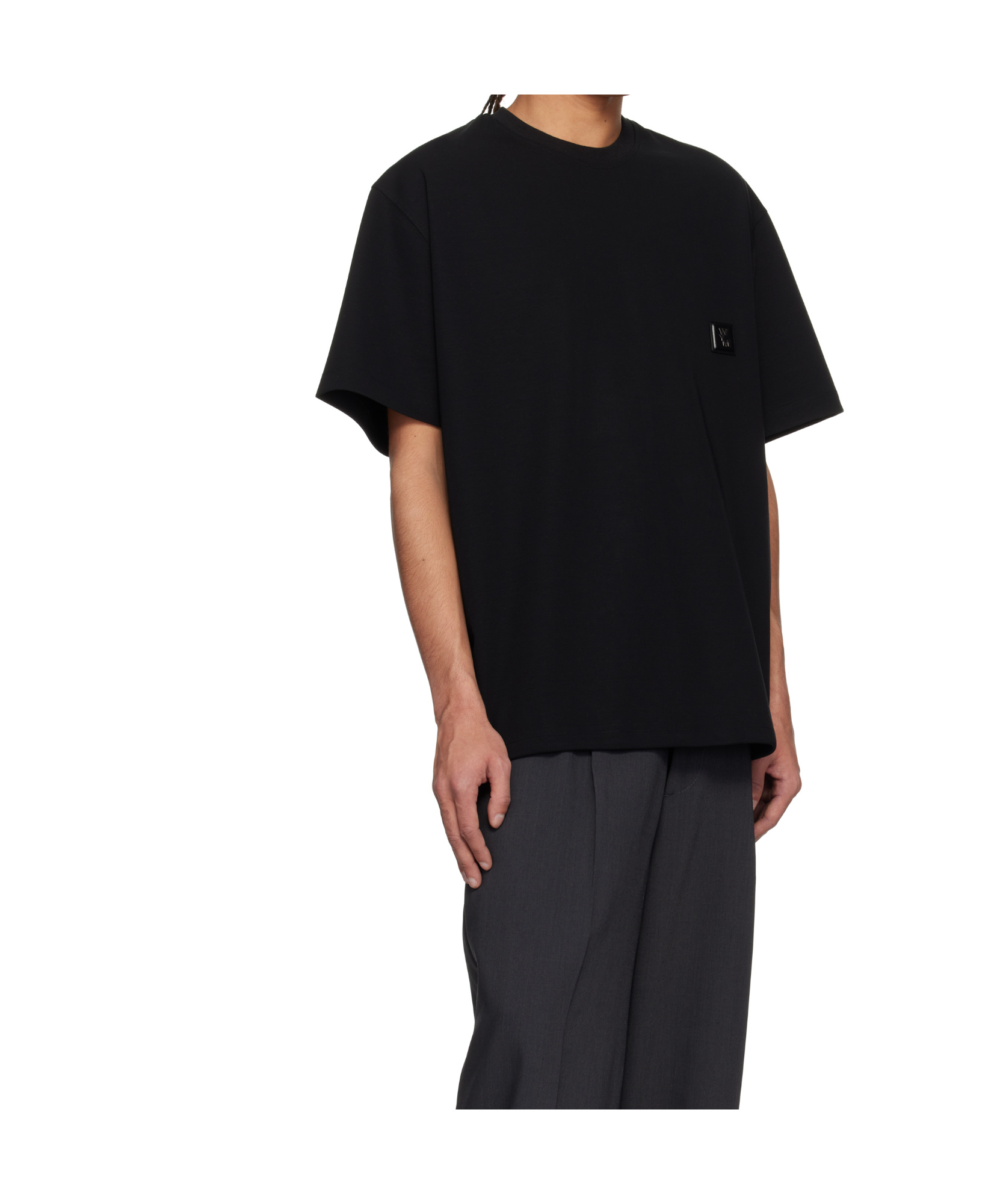 Wooyoungmi Black Cotton Back Logo T-shirt In Black