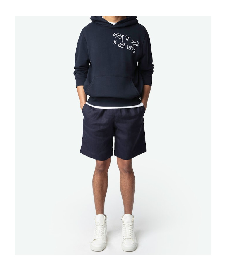 Zadig & Voltaire Regular Fit Pull On Linen Shorts In Blue