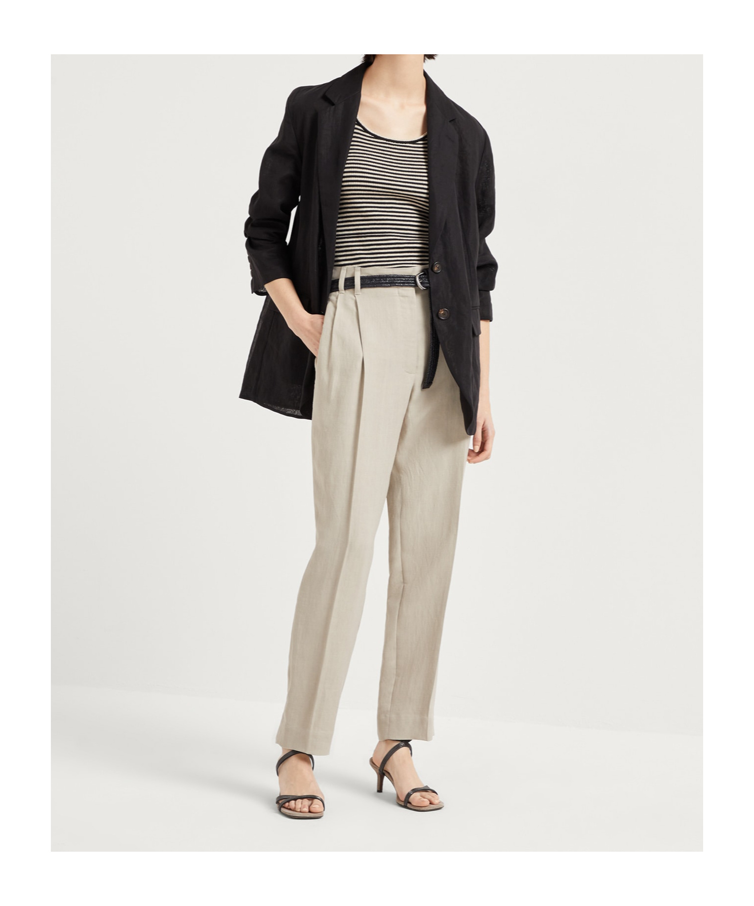 Brunello Cucinelli Twill Slouchy Trousers In Nude