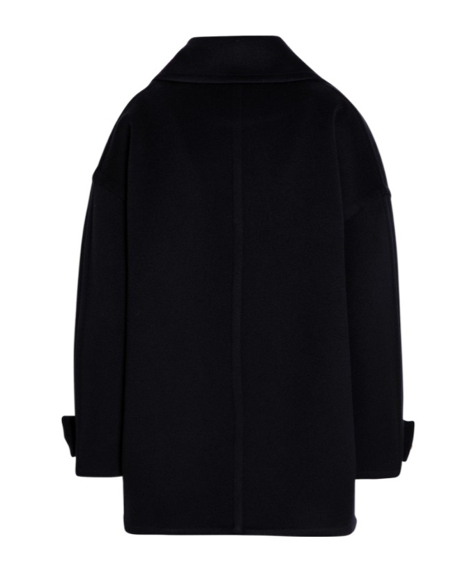 Loewe Double-breasted Wool Peacoat With Notched Collar In Black