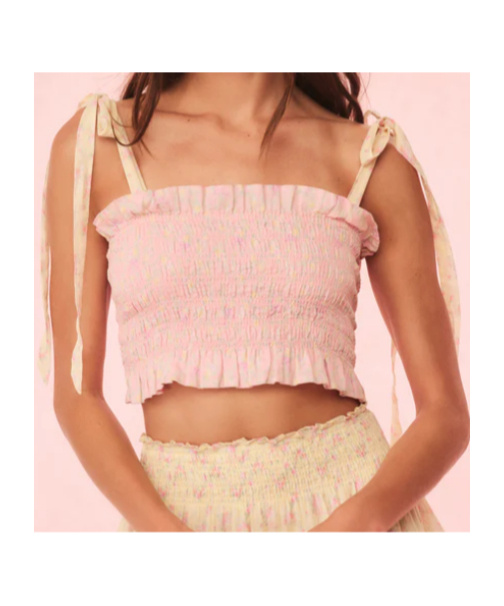 Loveshackfancy Corbin Smocked Crop Top