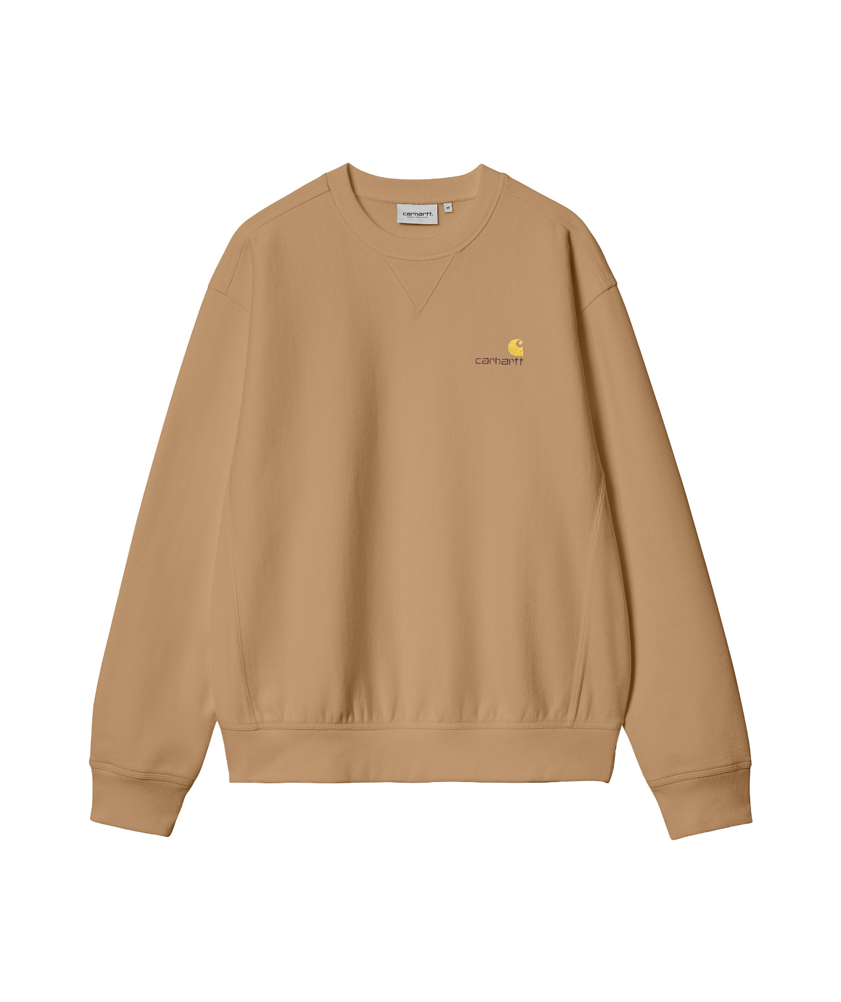 Carhartt Cotton Blend Crew Neck American Script Sweat In Nude