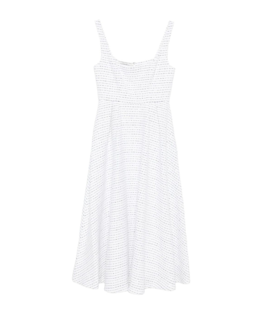 Alessandra Rich Striped Sleeveless Dress In White