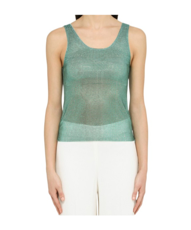 Giuseppe Di Morabito Blue Top With All-over Rhinestones In Green