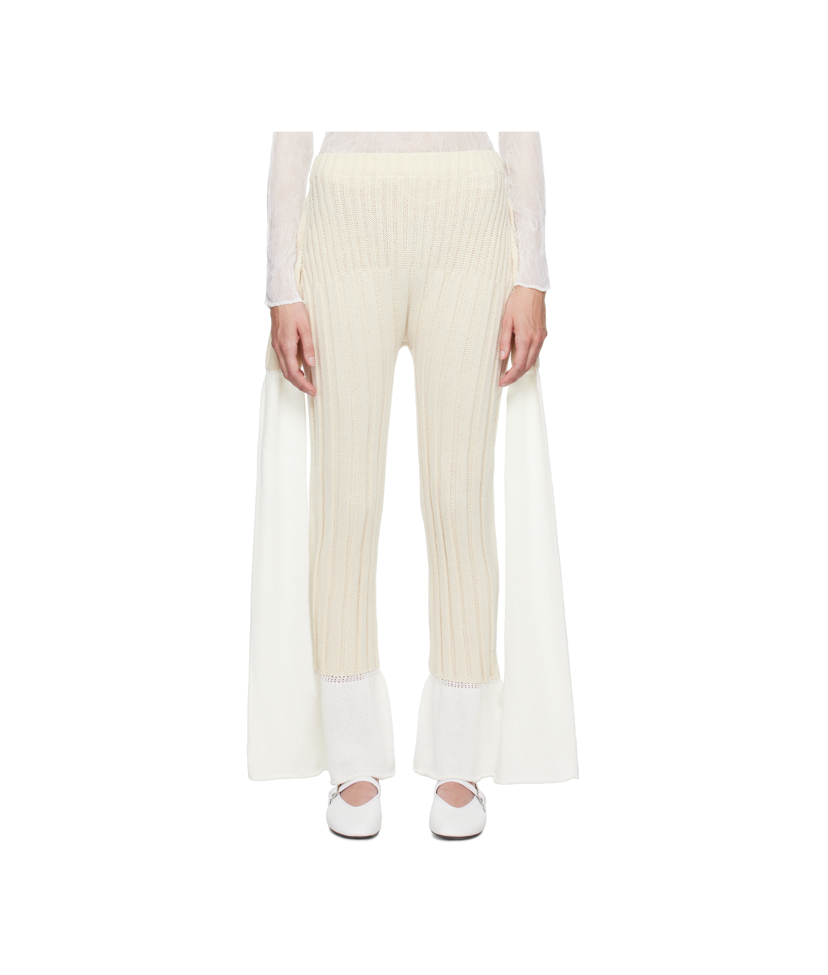 Issey Miyake Elastic Waist Casual Pants In White