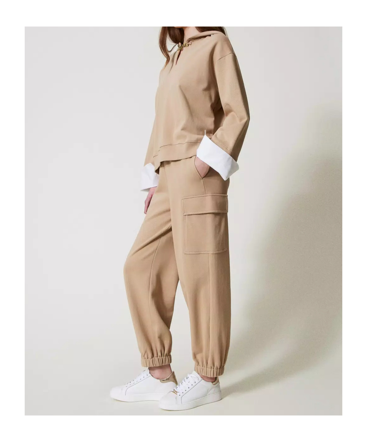 Twinset Cargo Track Pants In Neutral