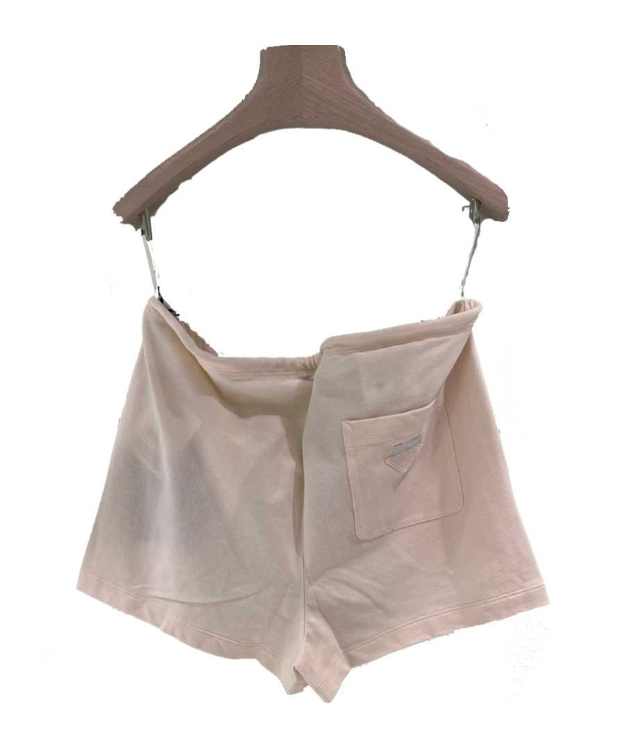 Prada Logo Detail Shorts In Vanilla
