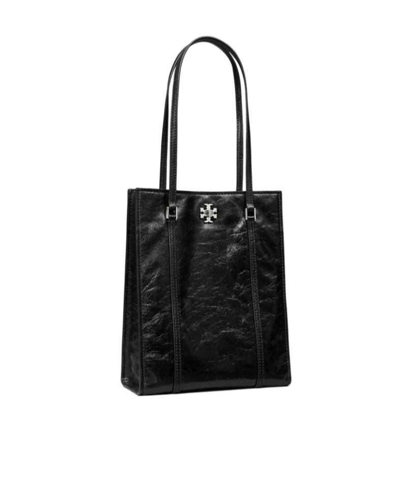 Tory Burch Small Kira Turnlock Panelled Tote Bag In Black