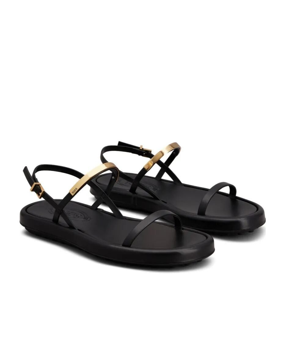 Tod's Baretta Sporty Leather Sandals In Black