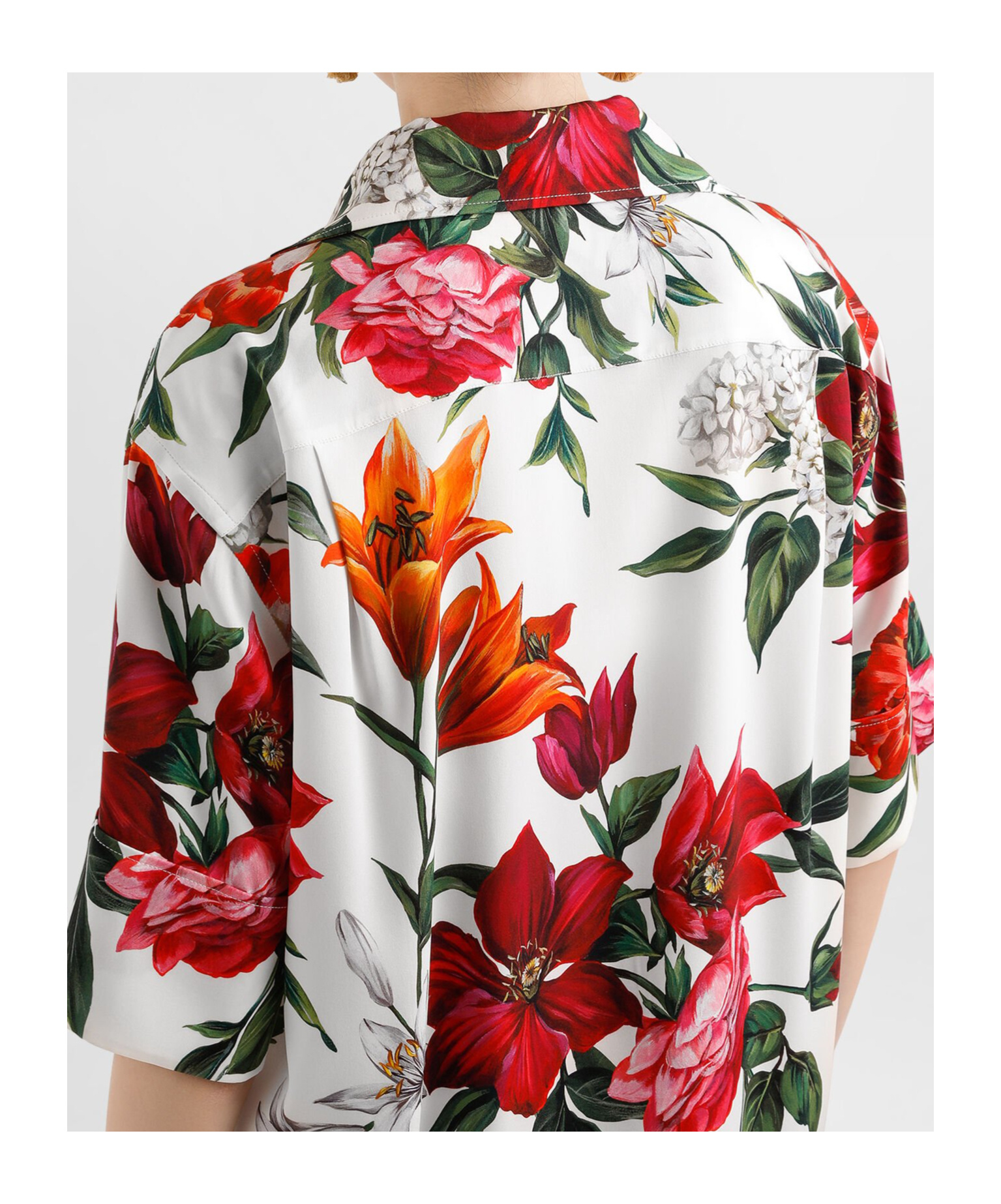 Dolce & Gabbana Flower-print Charmeuse Shirt In Multi