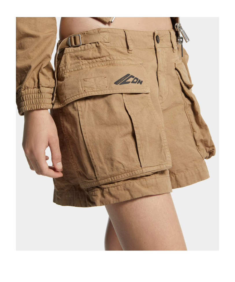 Dsquared2 Icon-print Cargo Shorts In Nude