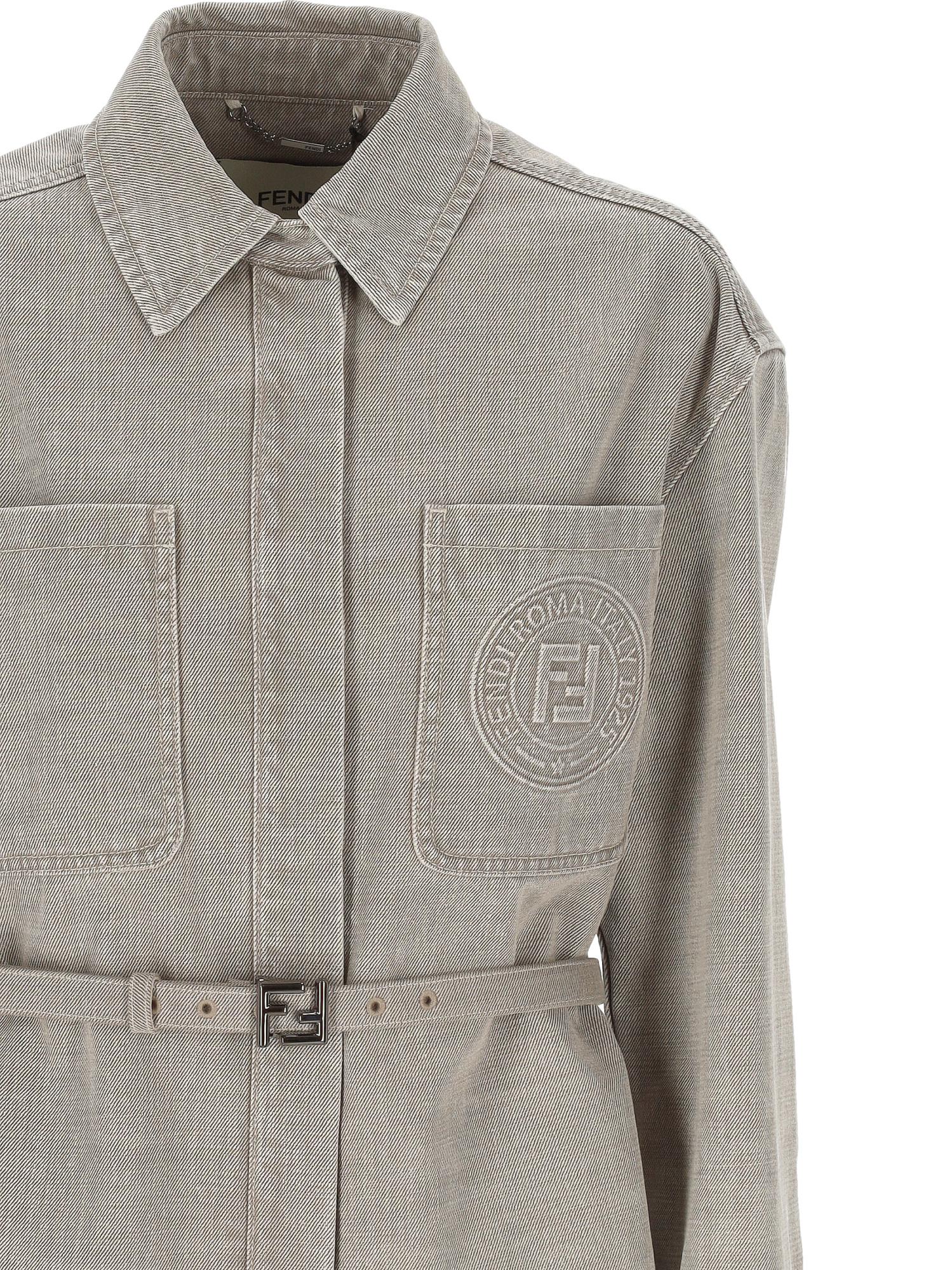 Fendi Women Cappuccino Denim Go-to Jacket In Brown