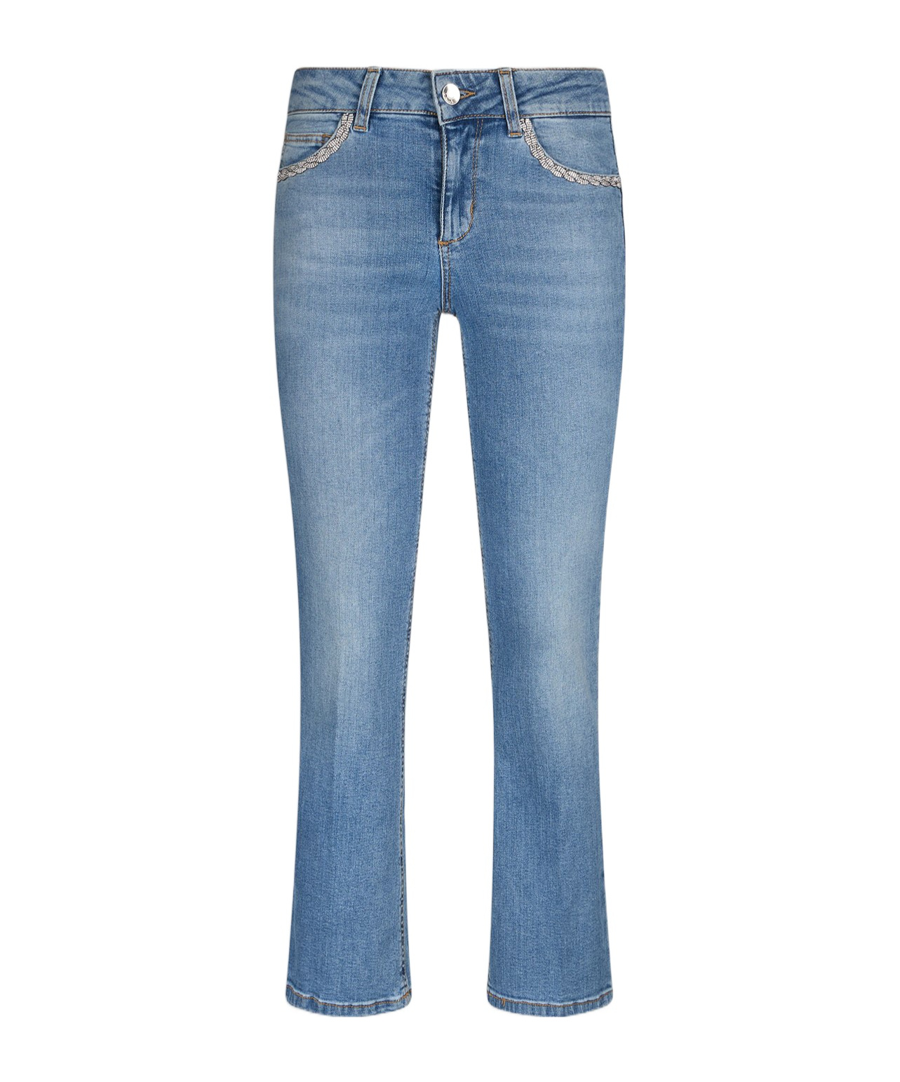 Liu •jo Bootcut Jeans With Rhinestones In Blue