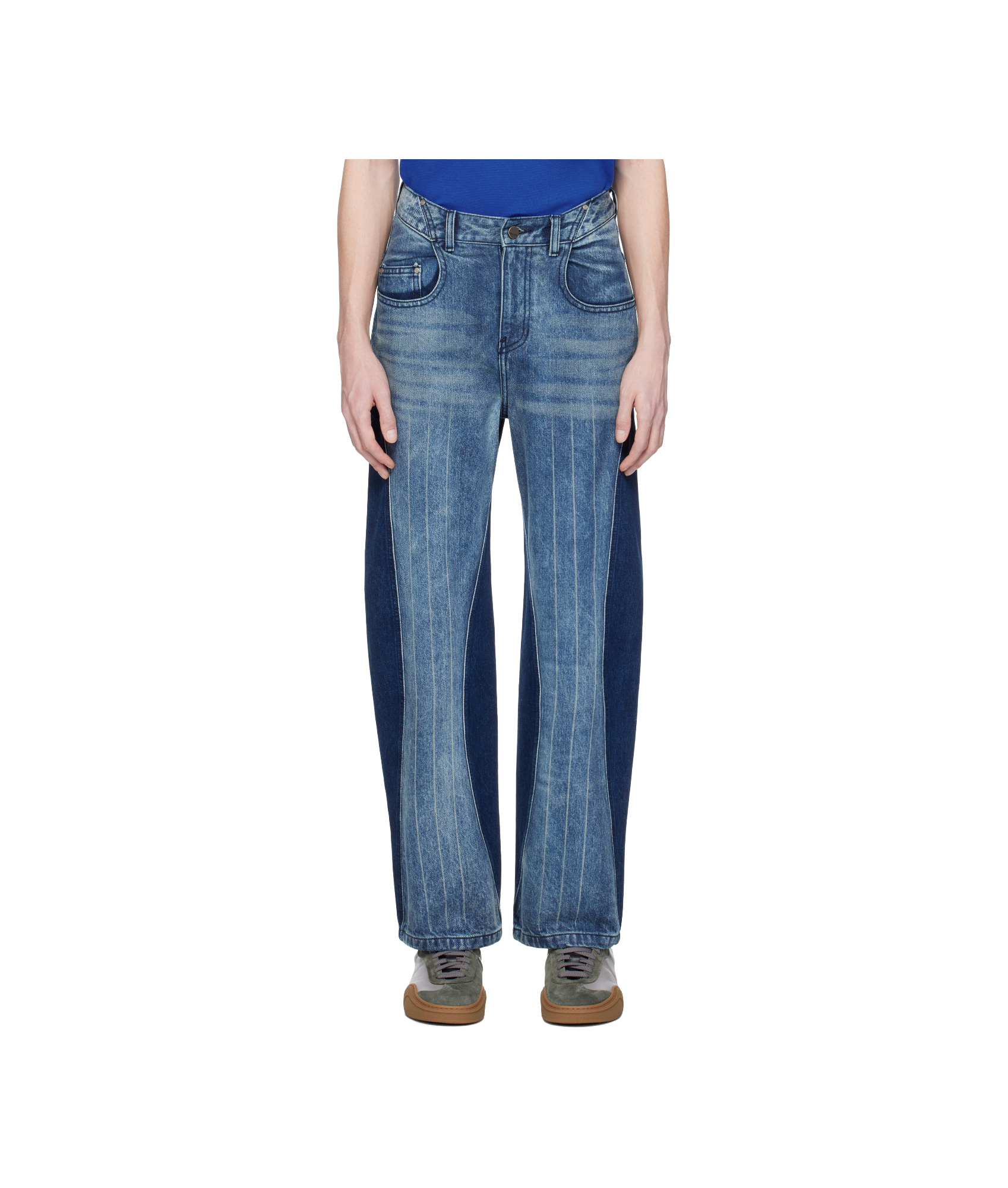 Shop Ader Error Jeans With Belt Loops In Blue