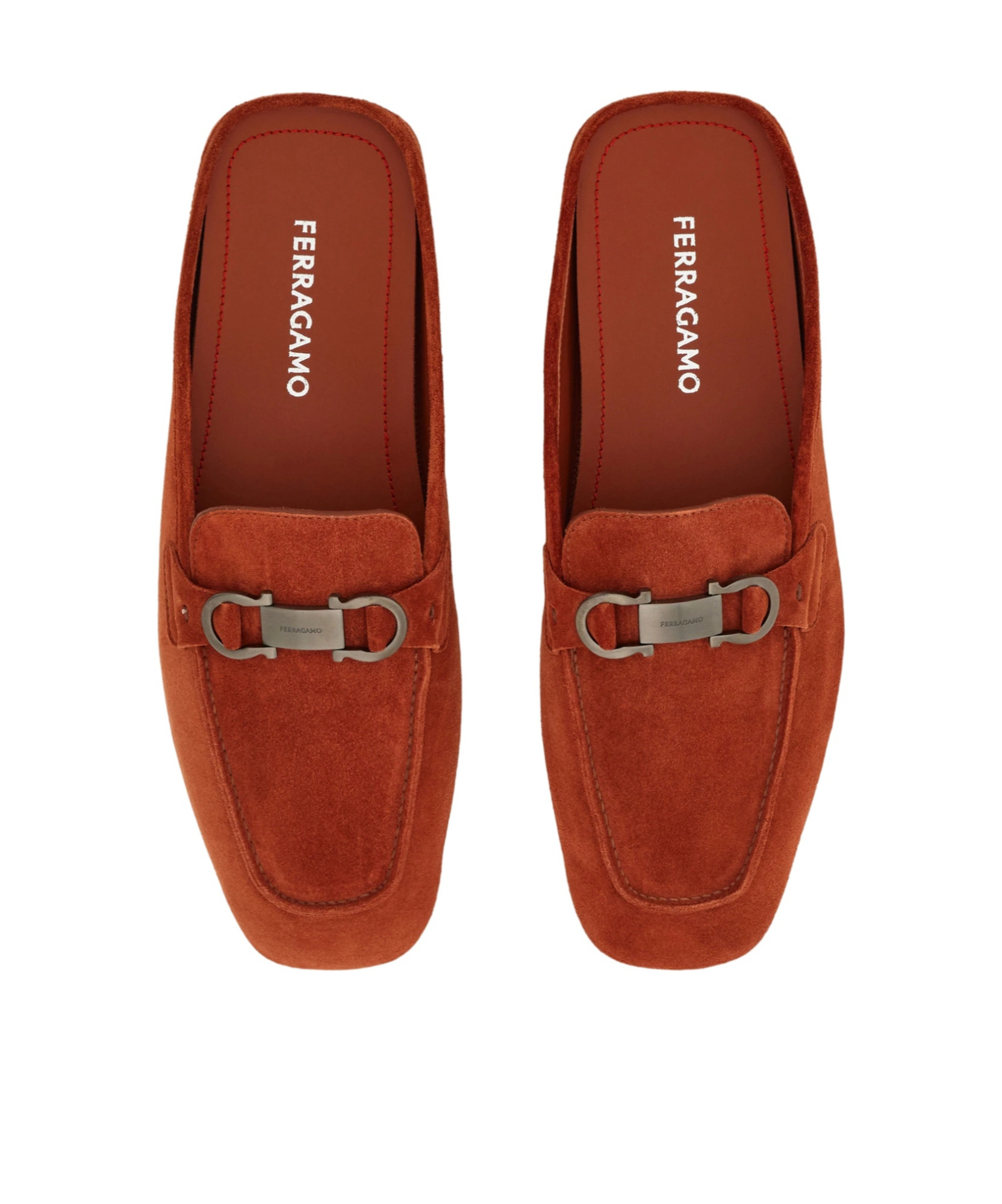 Ferragamo Loafer Mule With Gancini Ornament In Brown