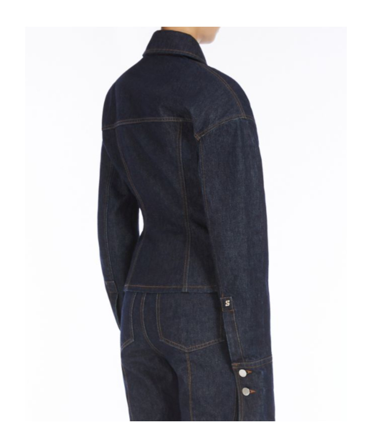 Sportmax Denim Fitted-waist Jacket In Black