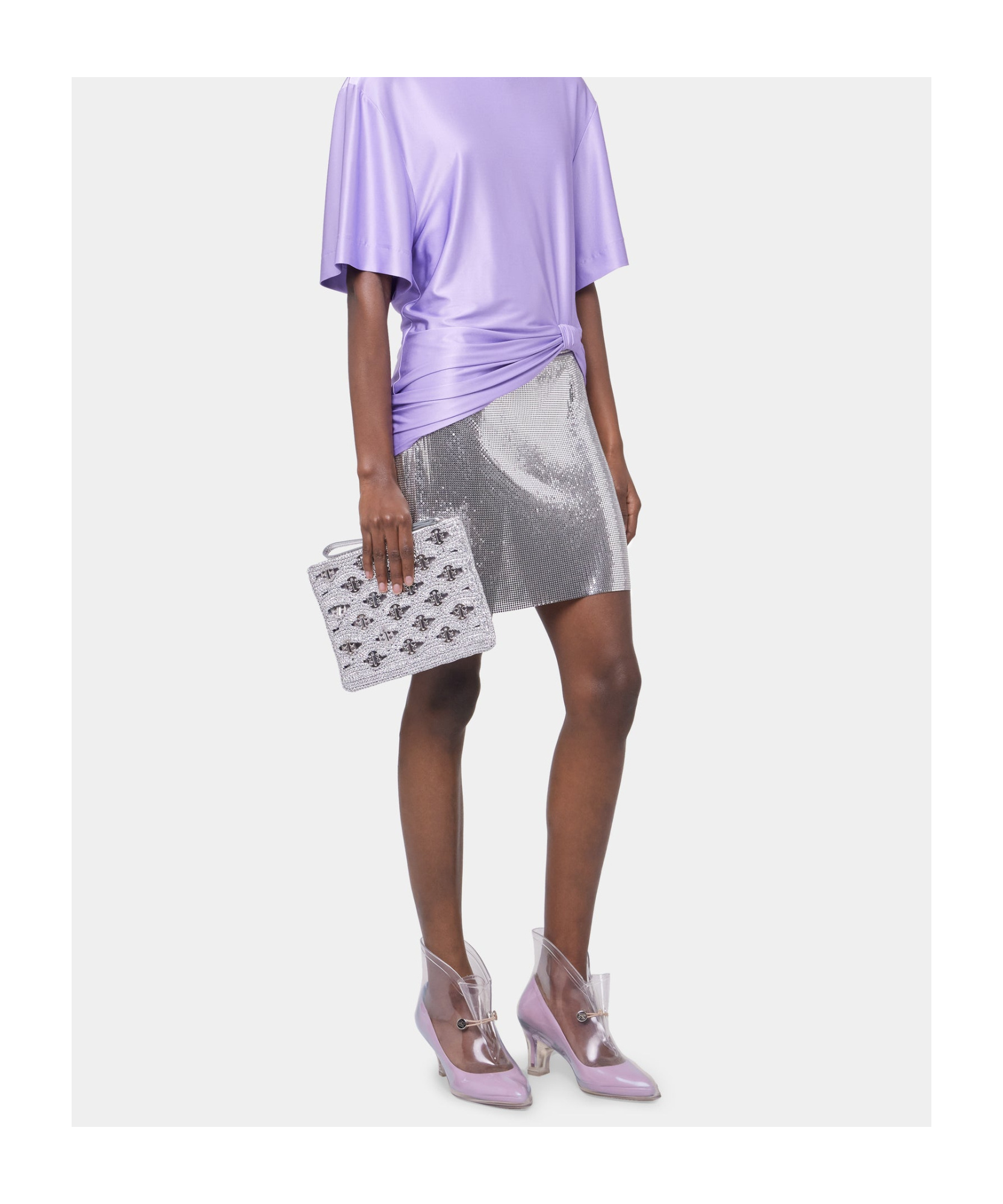 Rabanne Pouch In Lurex Raffia In Silver