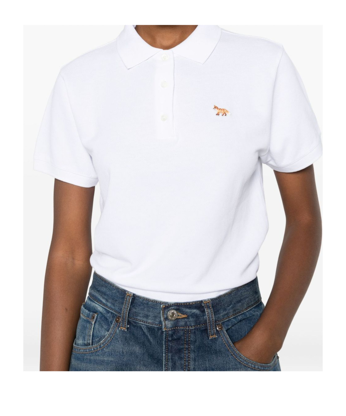 Maison Kitsuné Baby Fox Cotton Polo Shirt In White