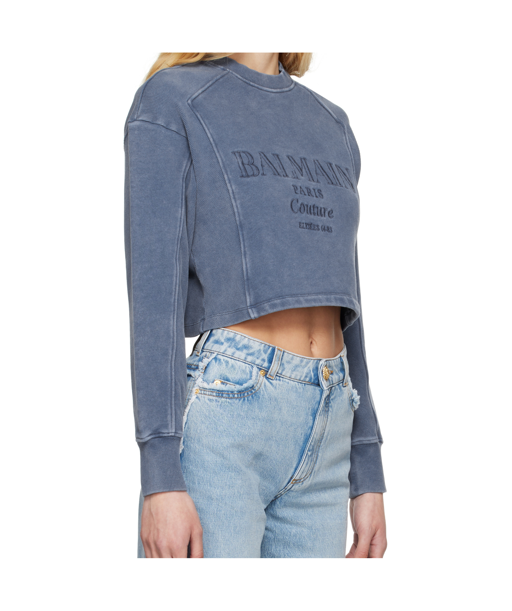 Balmain Couture Embroidered Sweatshirt In Blue