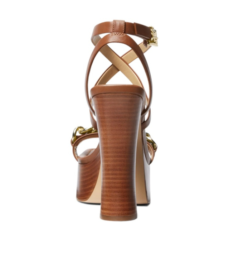 Michael Kors Square-toed High-heeled Sandals In Brown