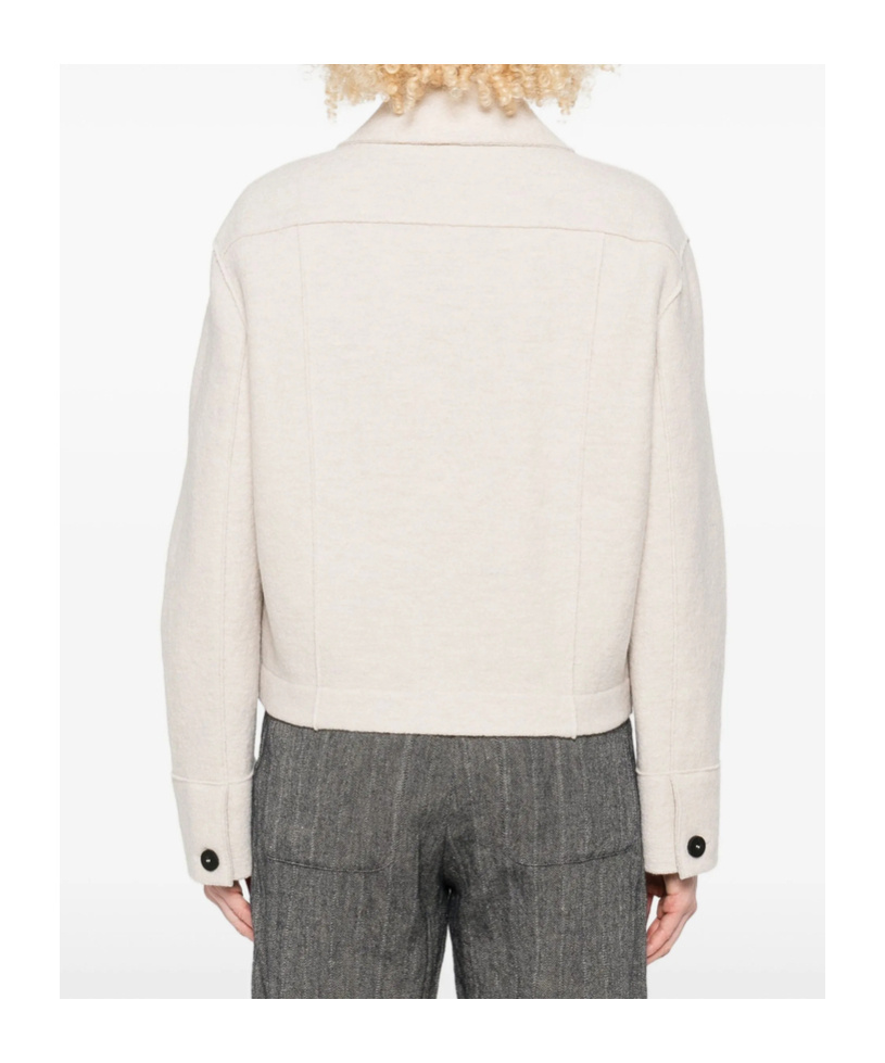 Harris Wharf London Button-front Cropped Jacket In White
