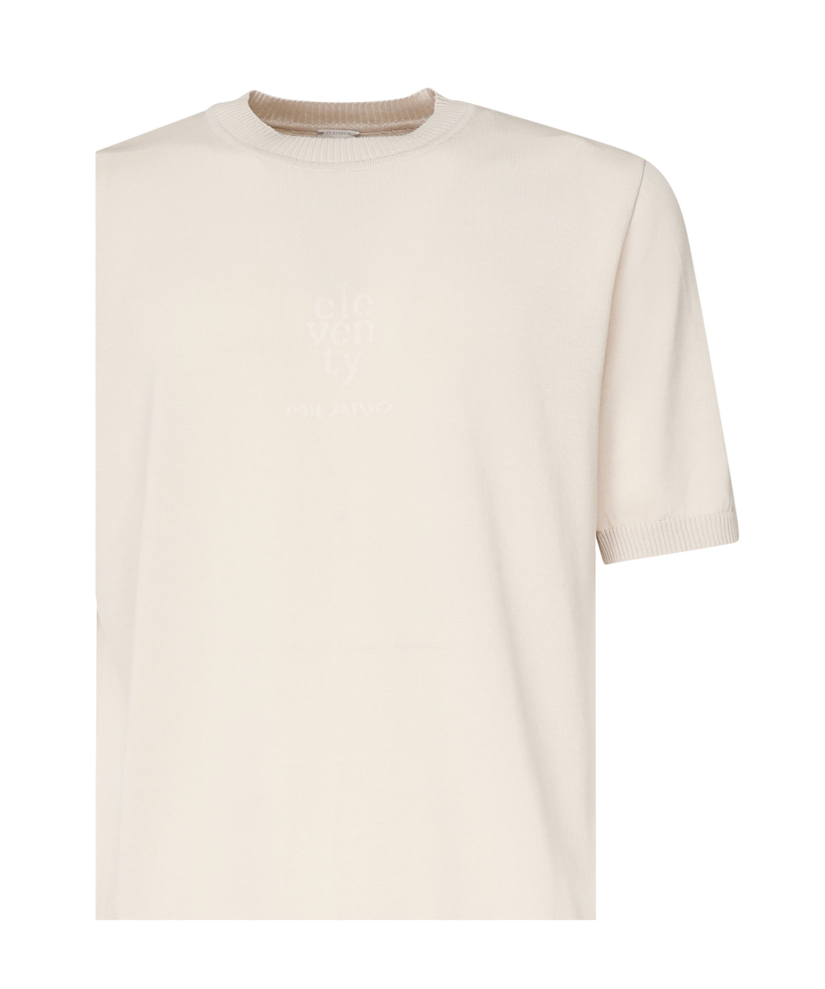 Eleventy Sand Knit Round Neck Short-sleeved Shirt