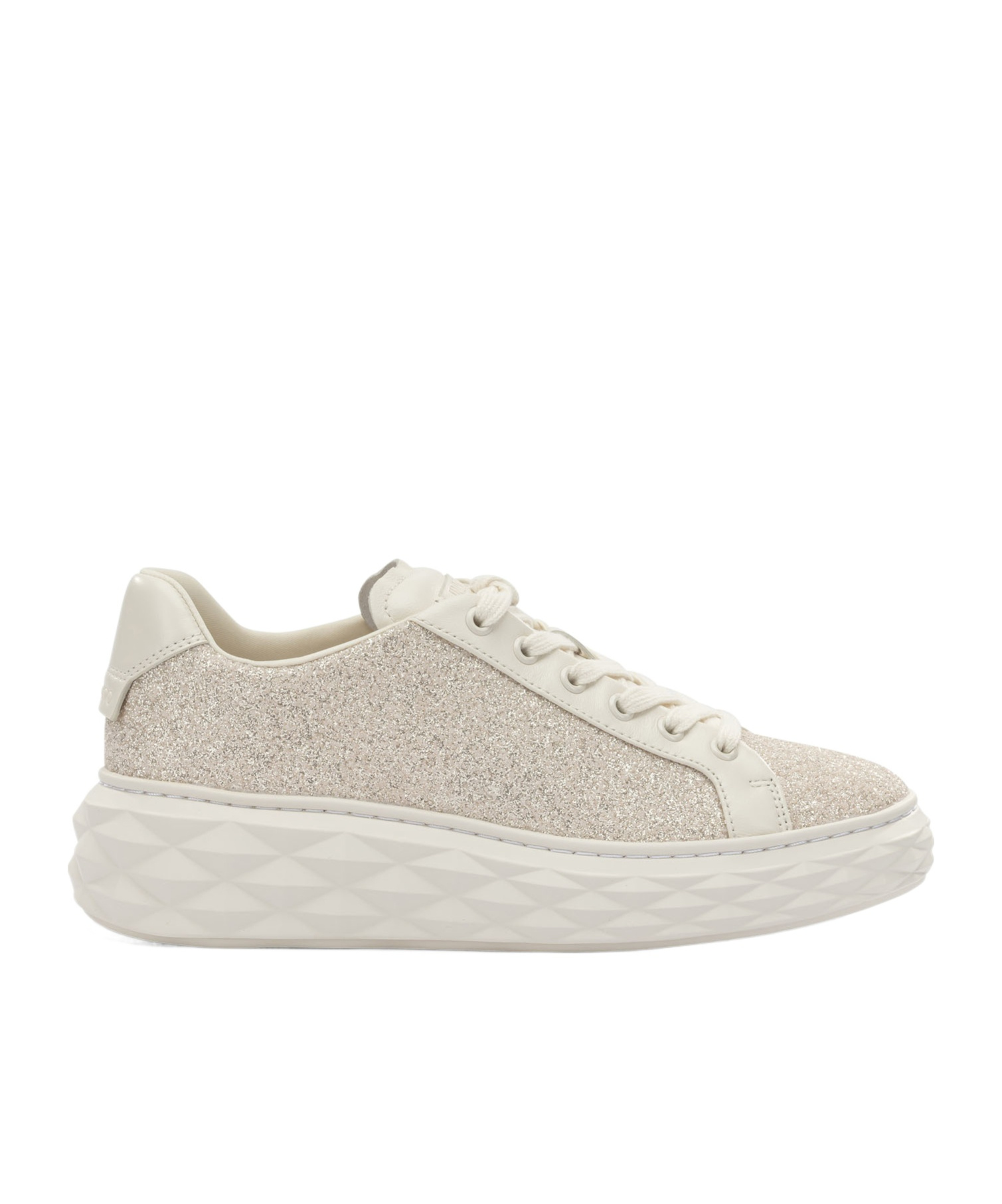 Jimmy Choo Embellished Lace-up Sneakers In White