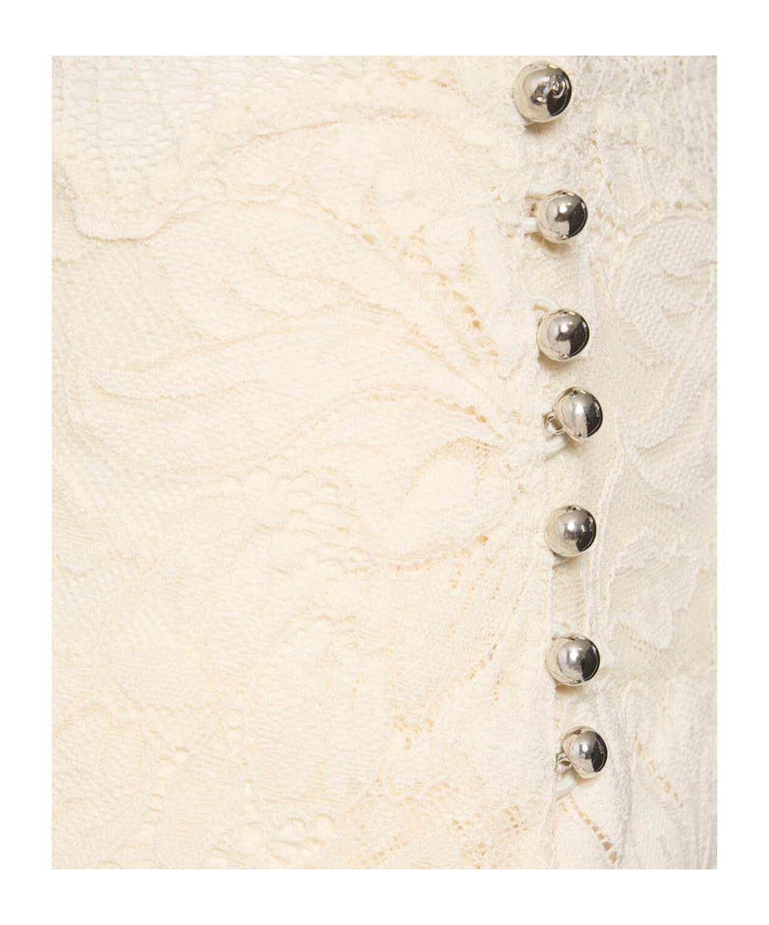 Rabanne High Rise Lace Flared Midi Skirt In Nude