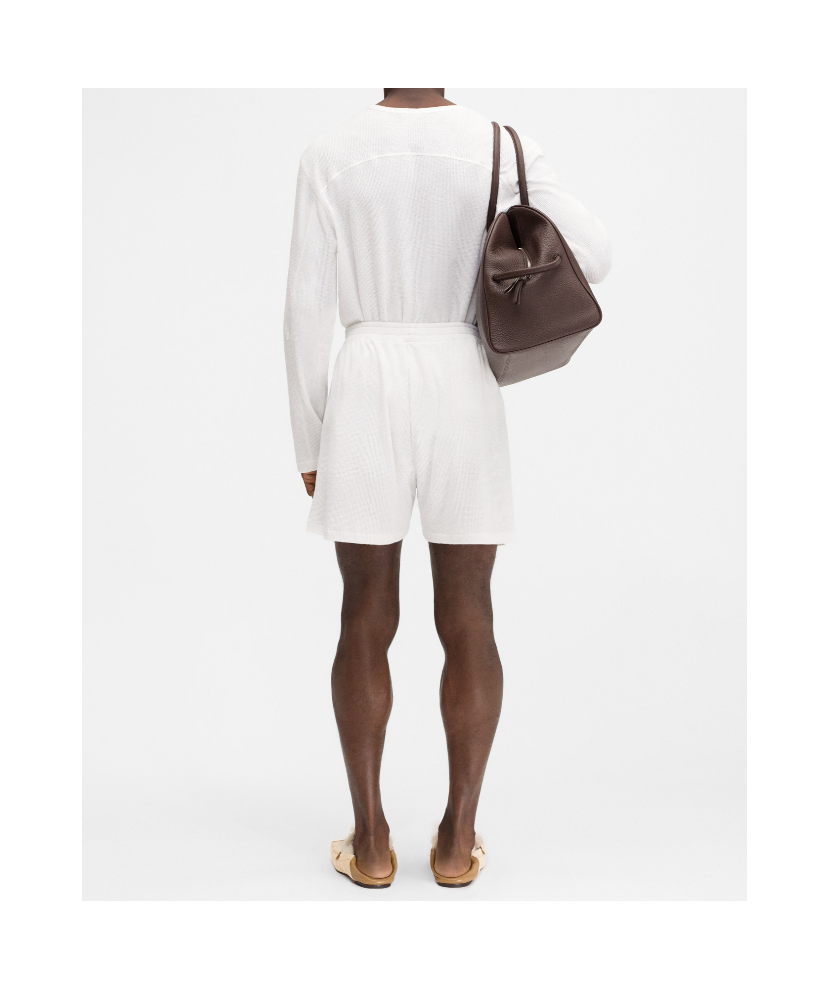 Jacquemus Long-sleeved T-shirt Elastic Waist Shorts Set In White