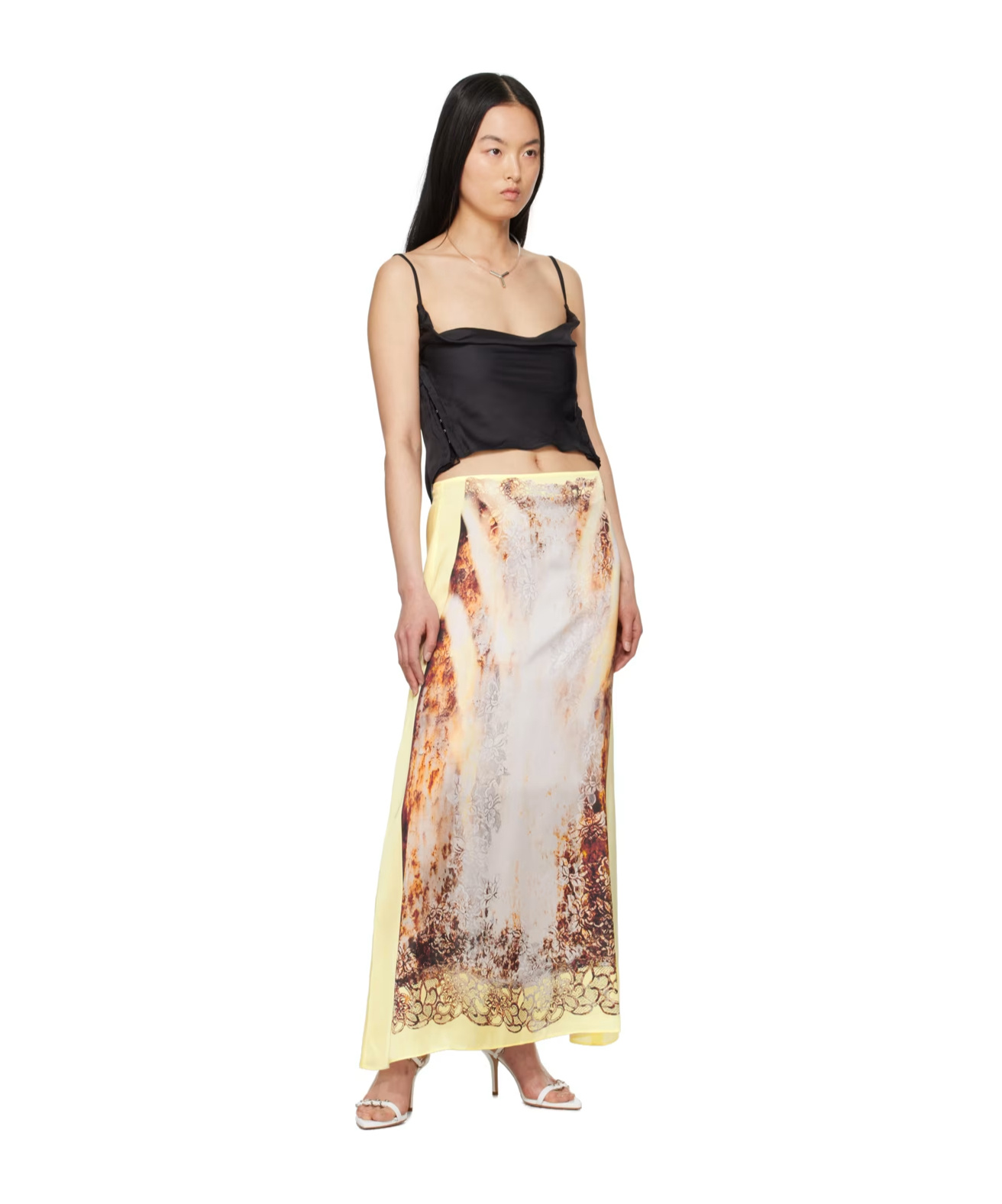 Y/project Yellow Lace Print Maxi Skirt In Yellow