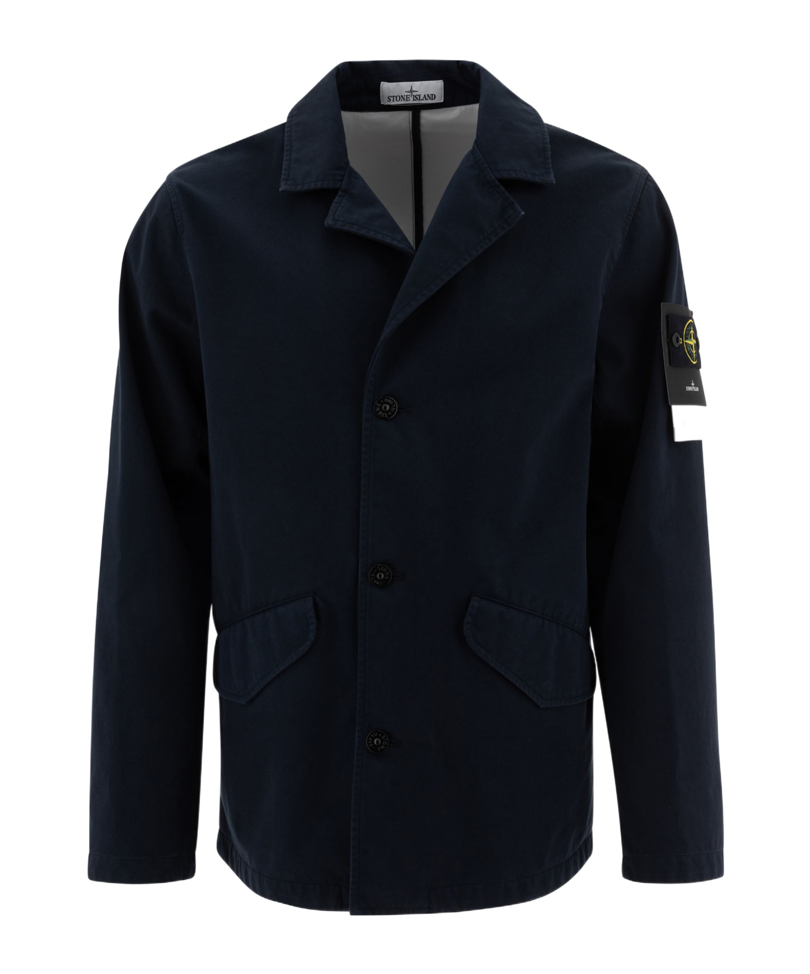 Stone Island Single-breasted Casual Jacket In Blue