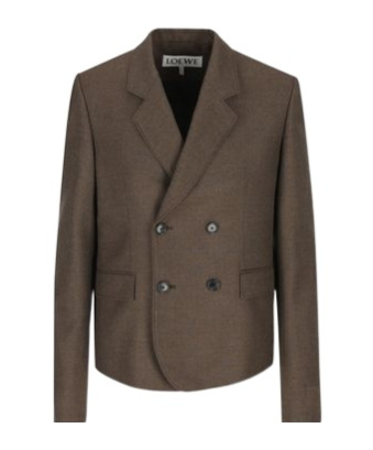 Loewe Double Breasted Tailored Blazer In Brown