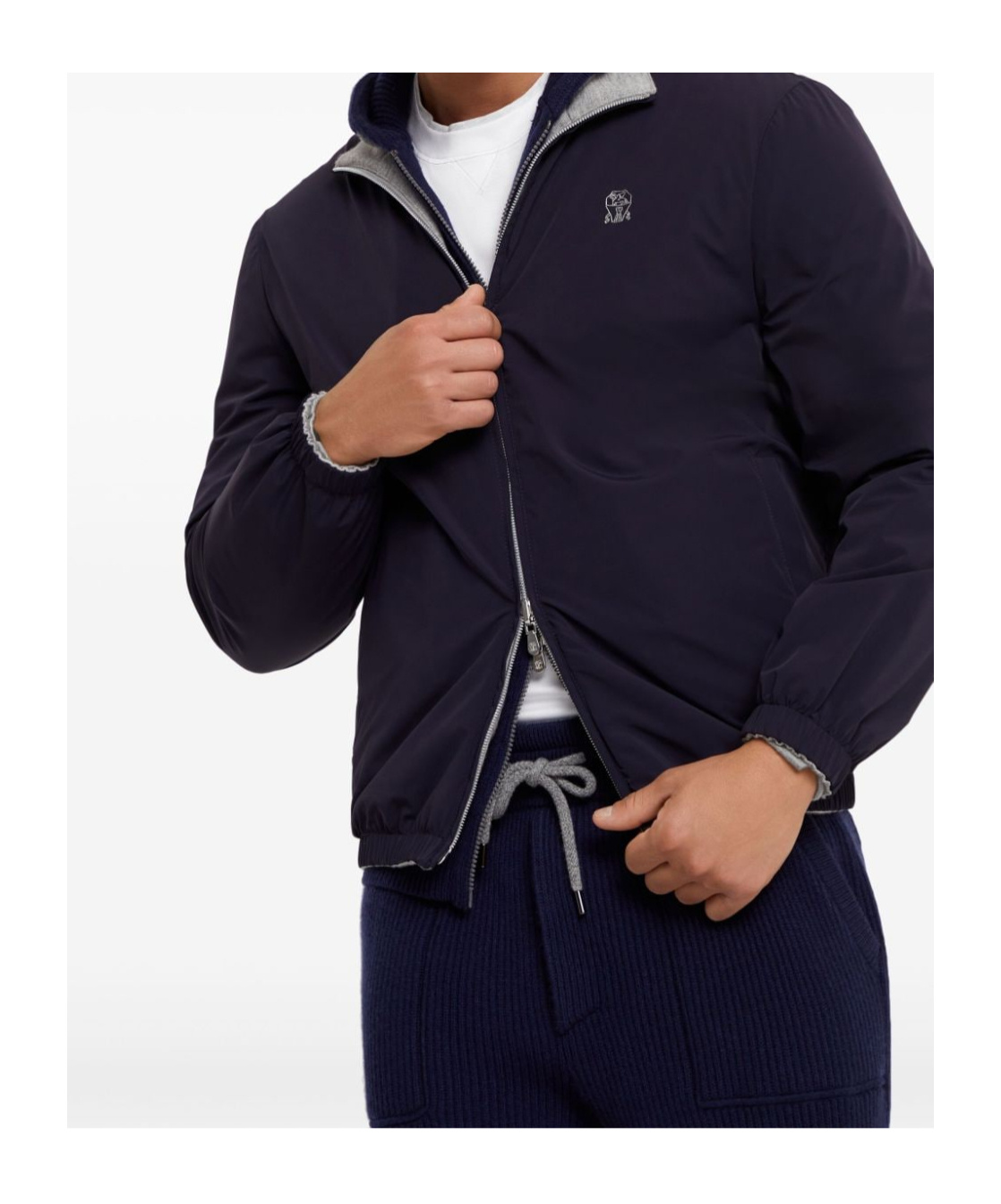 Brunello Cucinelli Water-resistant Long-sleeve Jacket In Black