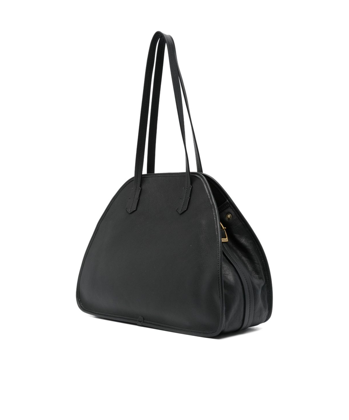 Vivienne Westwood Buckle Leather Shoulder Bag With Curved Silhouette In Black