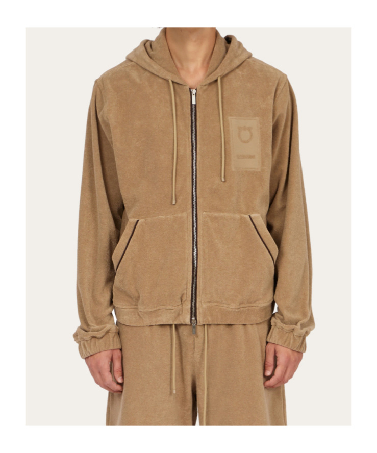 Ferragamo Monogram Hoodie In Brown