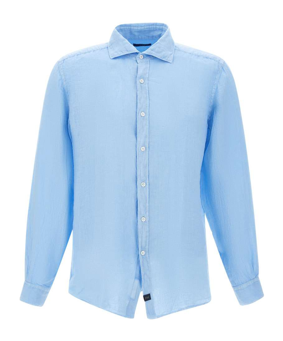 Fay Cutaway Collar Linen Shirt In Blue