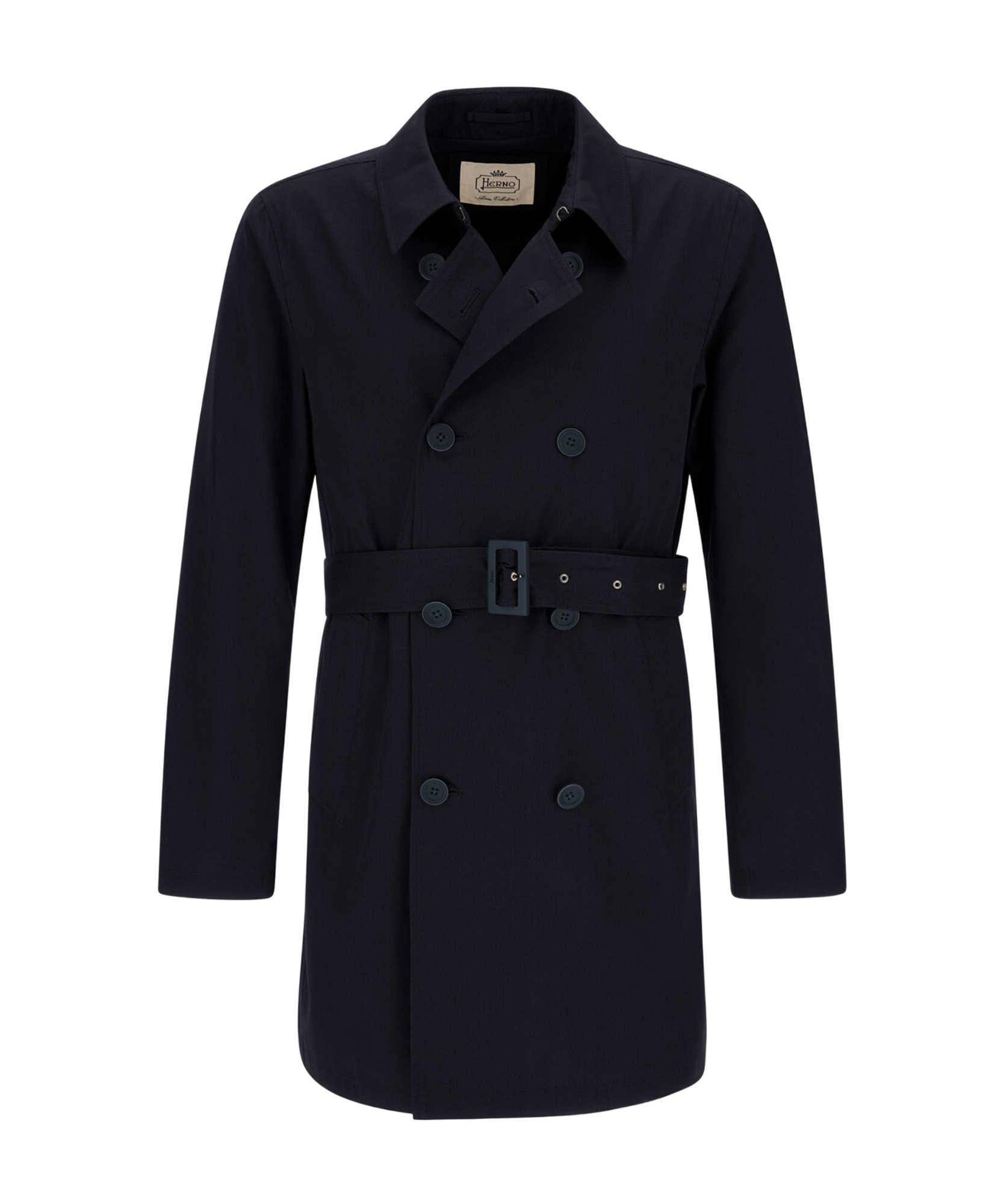 Herno Double-breasted Trench Coat In Delon In Black