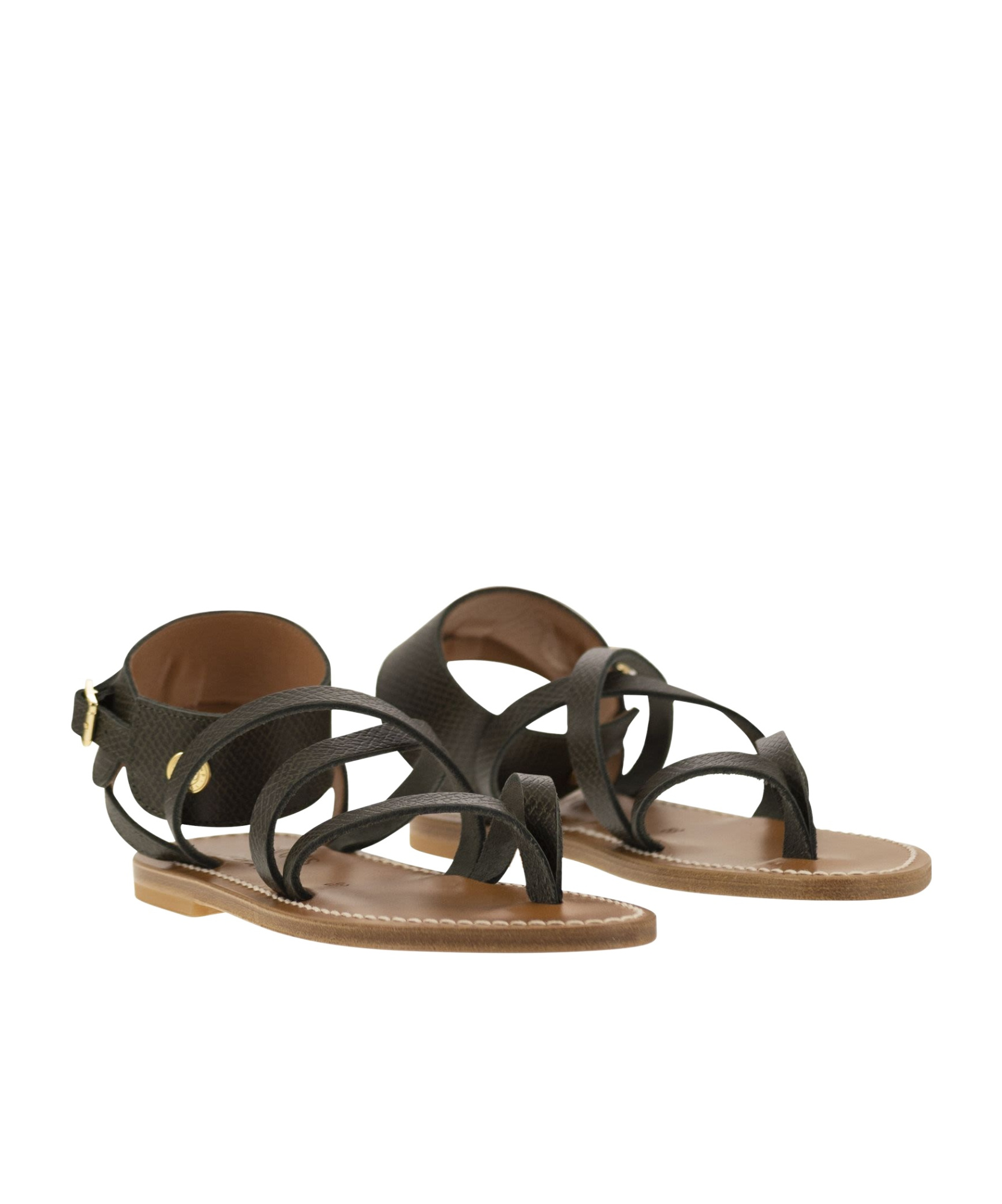 Longchamp X K.jacques Cross Strap Sandals In Black