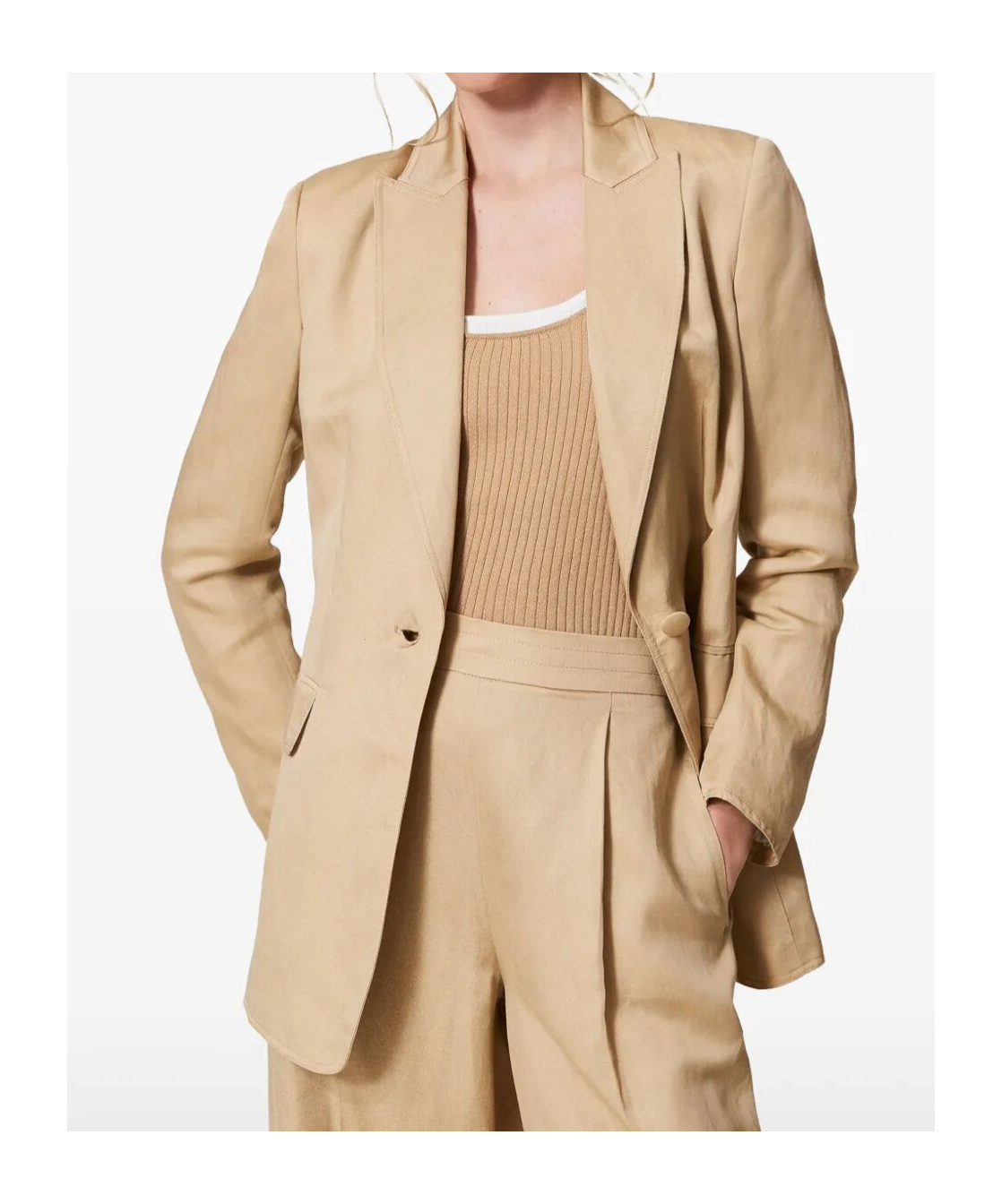 Shop Twinset Single-breasted Blazer In Nude