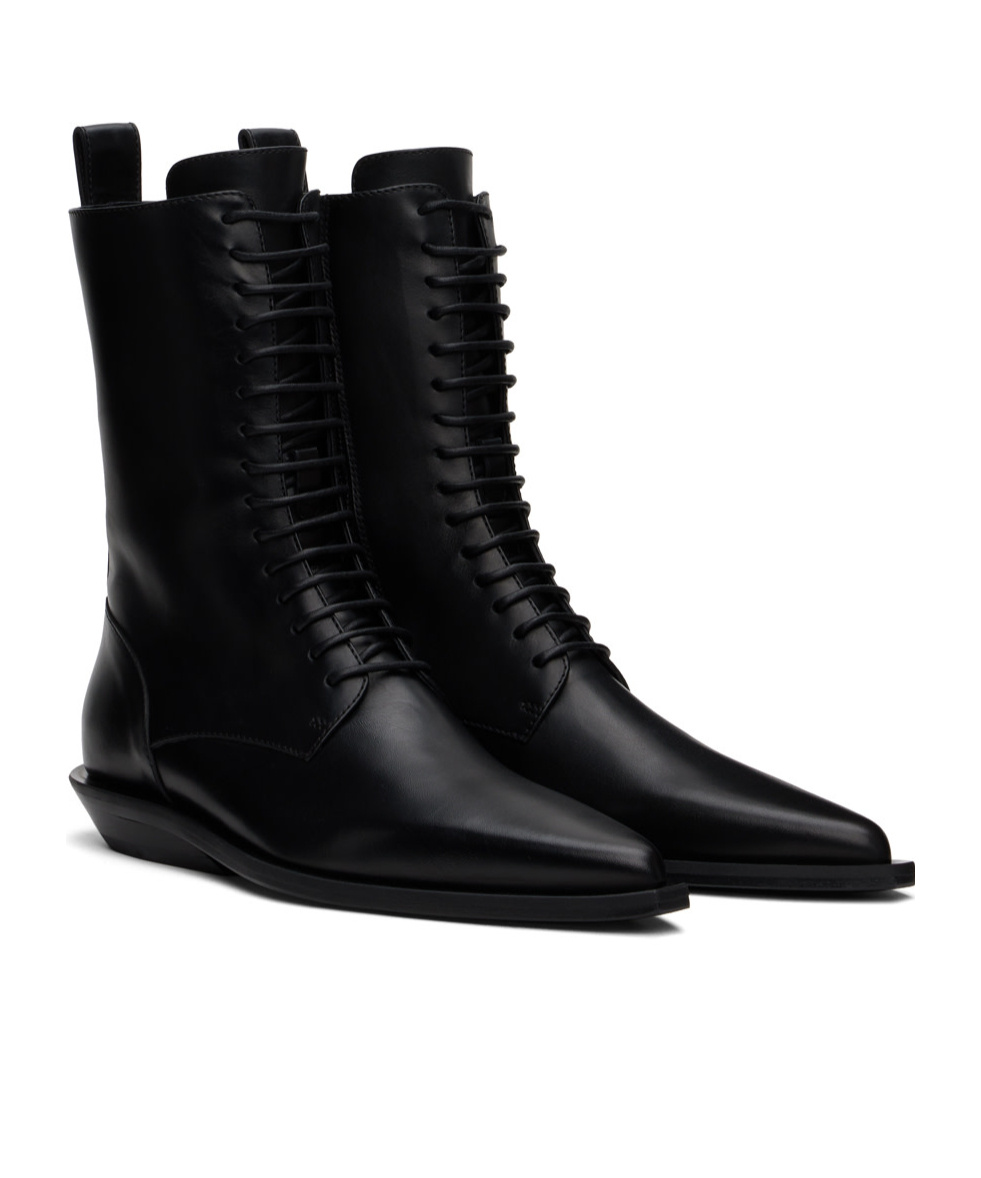 Ann Demeulemeester Pointed Lace-up Boots In Black